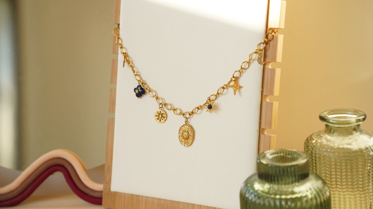 I miei gioielli fai-da-te - Kit di gioielli Charms Collana Astres in acciaio inox Dorato I miei gioielli fai-da-te - Kit di gioielli Charms Collana Astres in acciaio inox Dorato