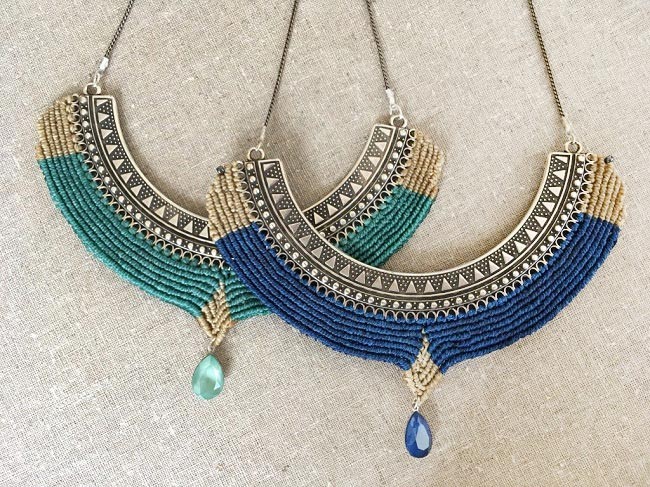 Collana in micro macramè con distanziatore torque e pera cabochon PureCrystal : Tappa 14