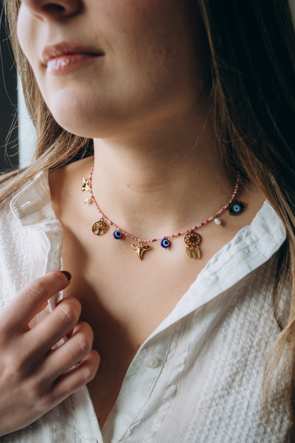 Schema Collana di ciondoli con perle di semi