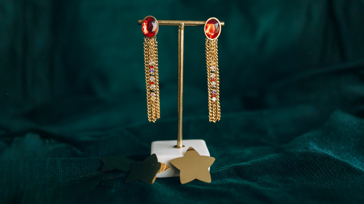 Boucles d'oreilles cristaux PureCrystal et chaînes