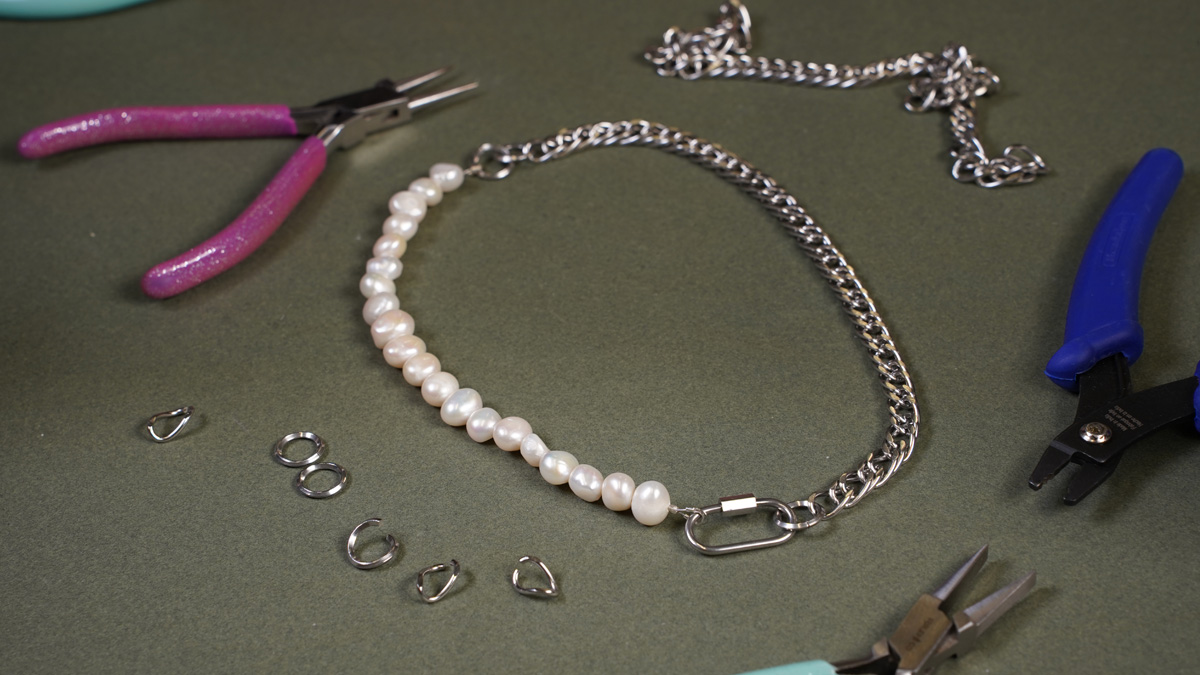 Schema Collana di perle d'acqua dolce e catena a cordoncino