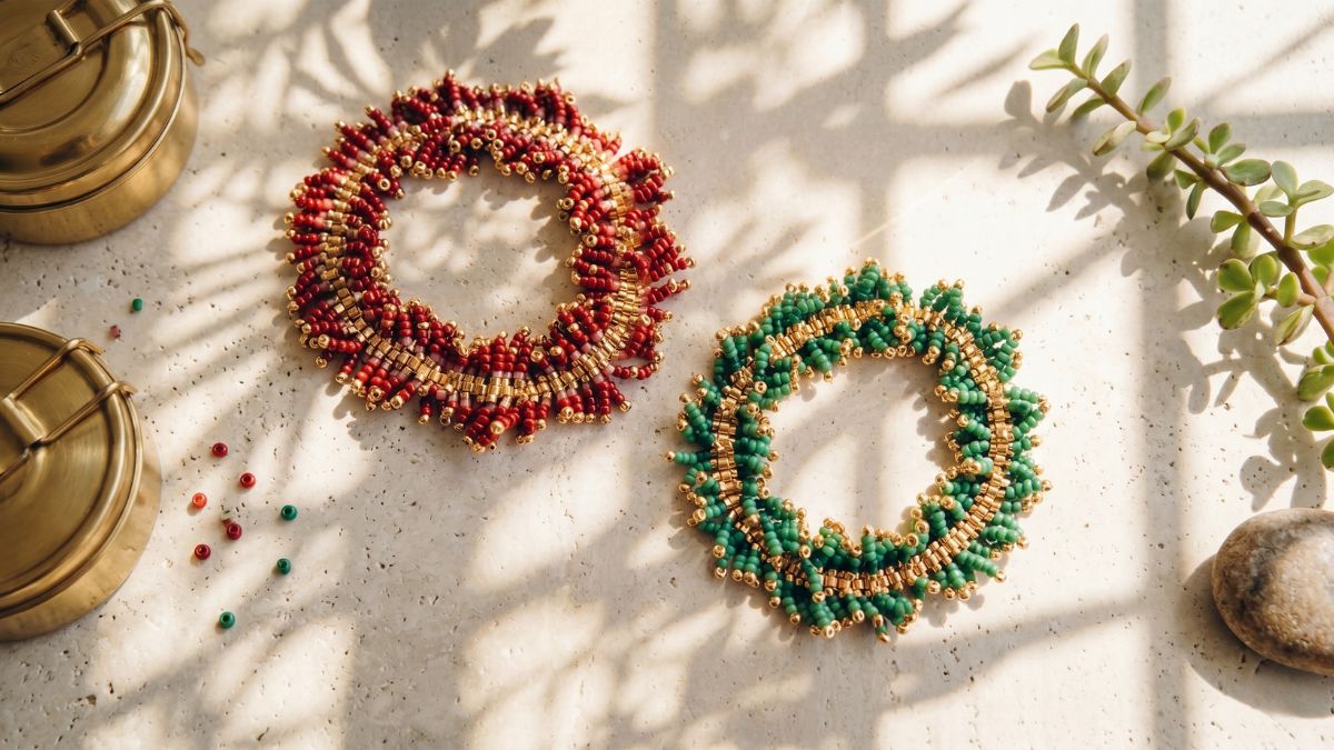 Bracciale con frange Miyuki bordeaux e Dorato : Tappa 1