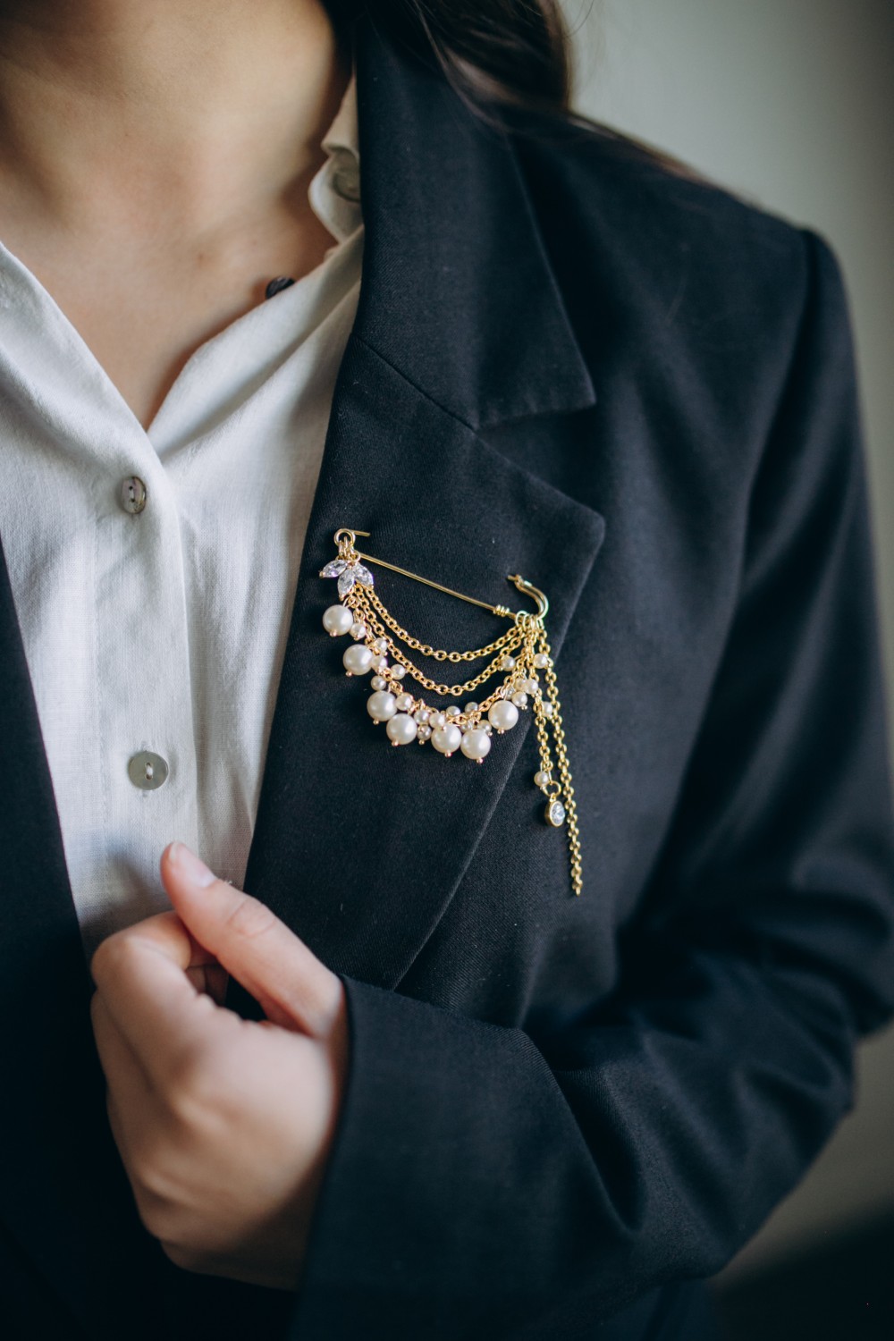 Schema Spilla con frange in Dorato e Perla