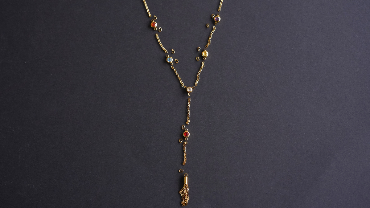 Collana a cascata con zirconi e pompon in acciaio inossidabile : Tappa 3