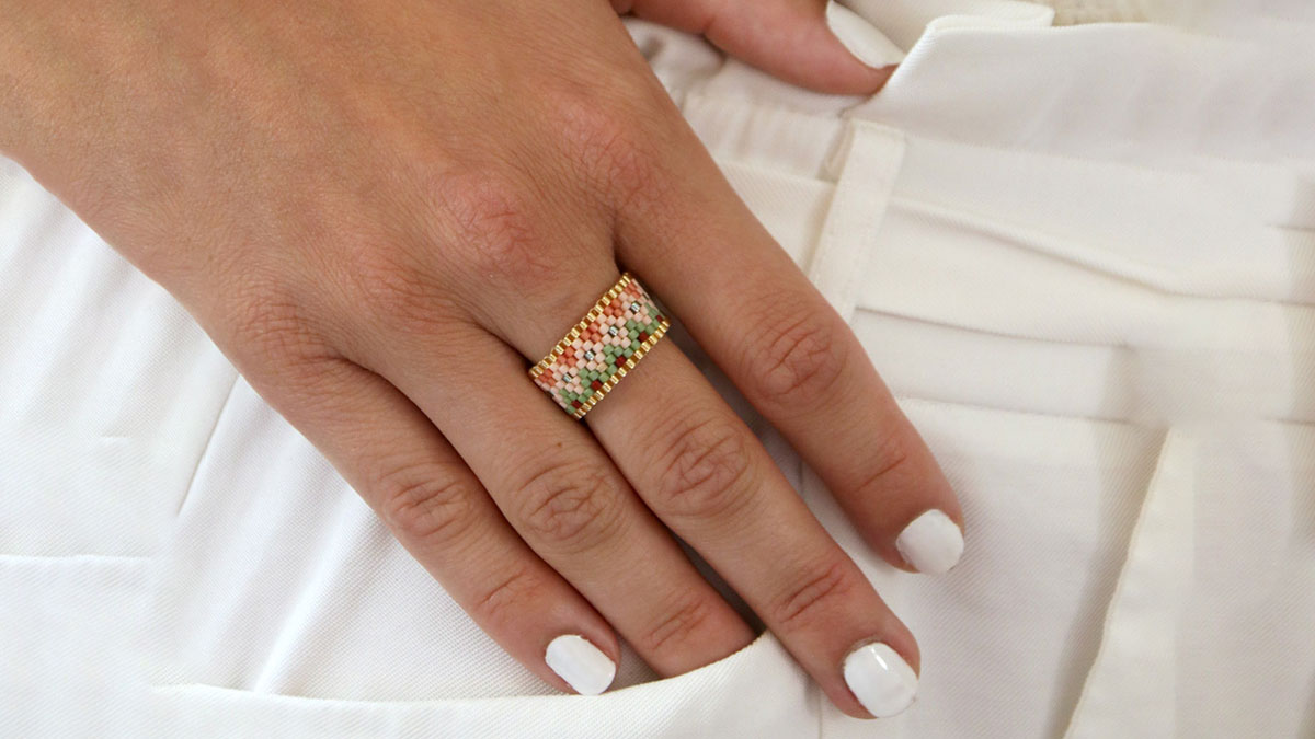 Anello Peyote Pair con Miyuki 11/0