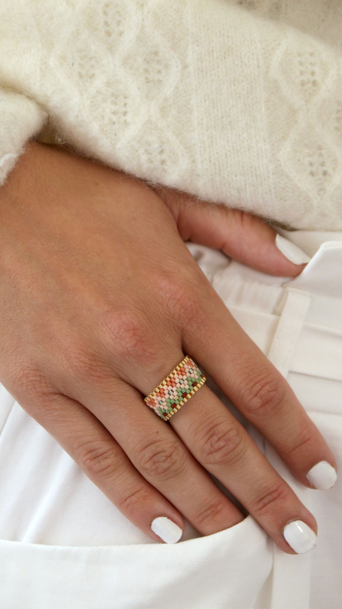 Anello Peyote Pair con Miyuki 11/0