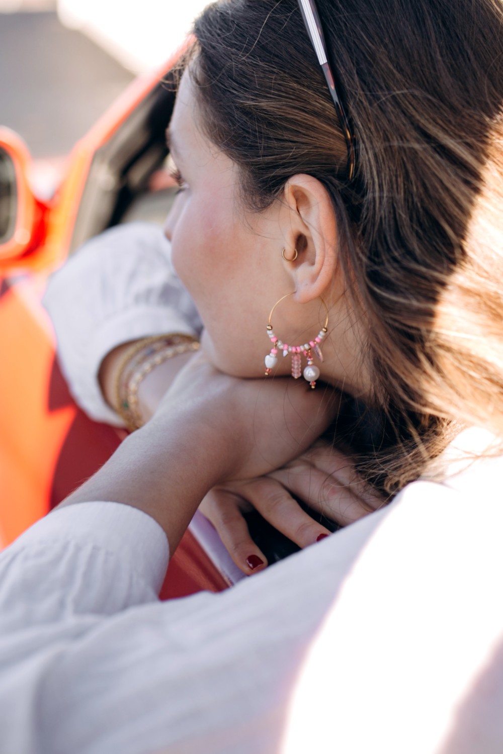 Schema Creoli con ciondoli a forma di cuore e perle Preciosa