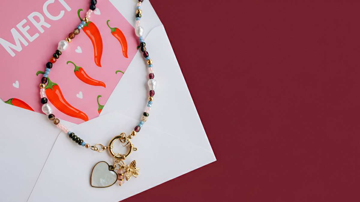 DIY Collana di perle in acciaio inossidabile, chiusura e pendente a forma di cuore