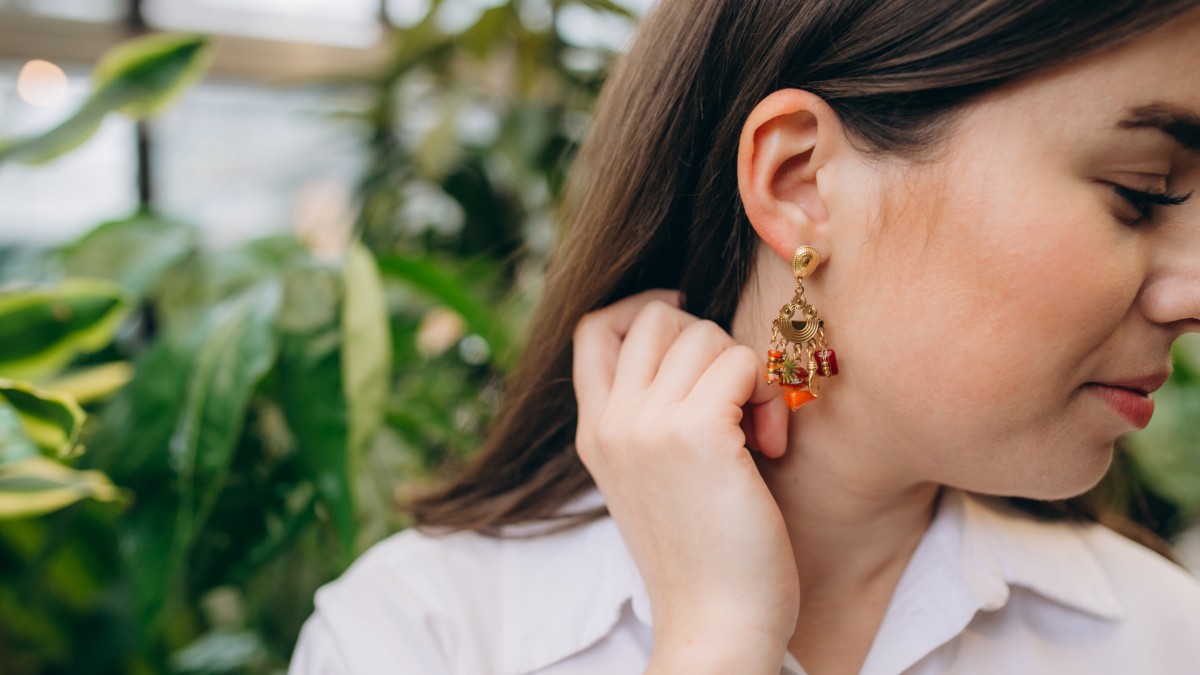 Orecchini in acciaio inossidabile con ciondoli in pietra naturale