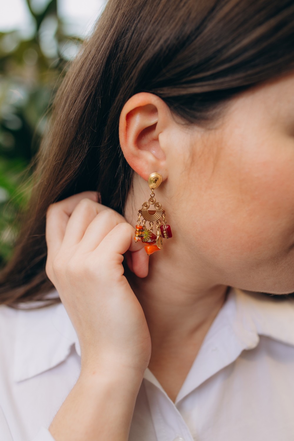 Schema Orecchini in acciaio inossidabile con ciondoli in pietra naturale