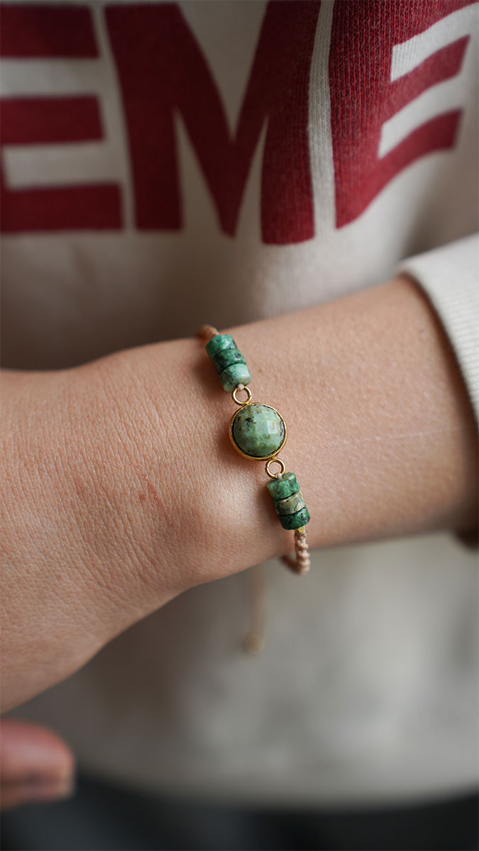 Schema Bracciale in micro macramè e turchese africano