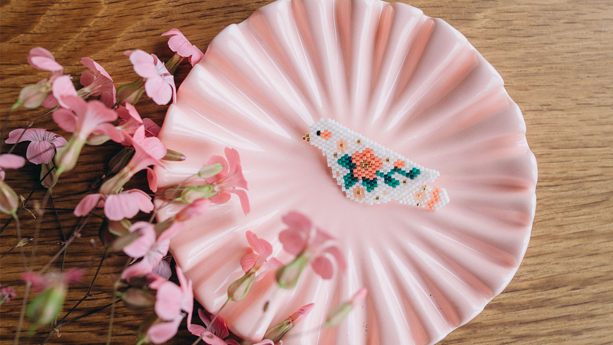 Schema Spilla a forma di uccello Miyuki a punto mattone