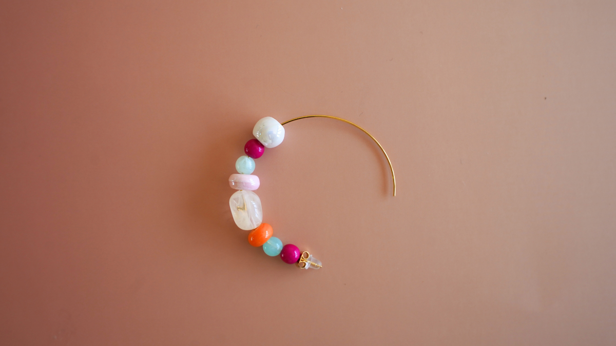 Orecchini con mix di perle colorate : Tappa 5 Orecchini con mix di perle colorate : Tappa 5