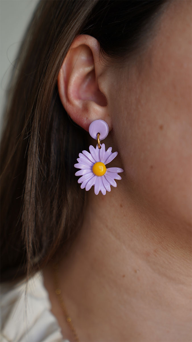 Boucles d'oreilles fleurs en polymère