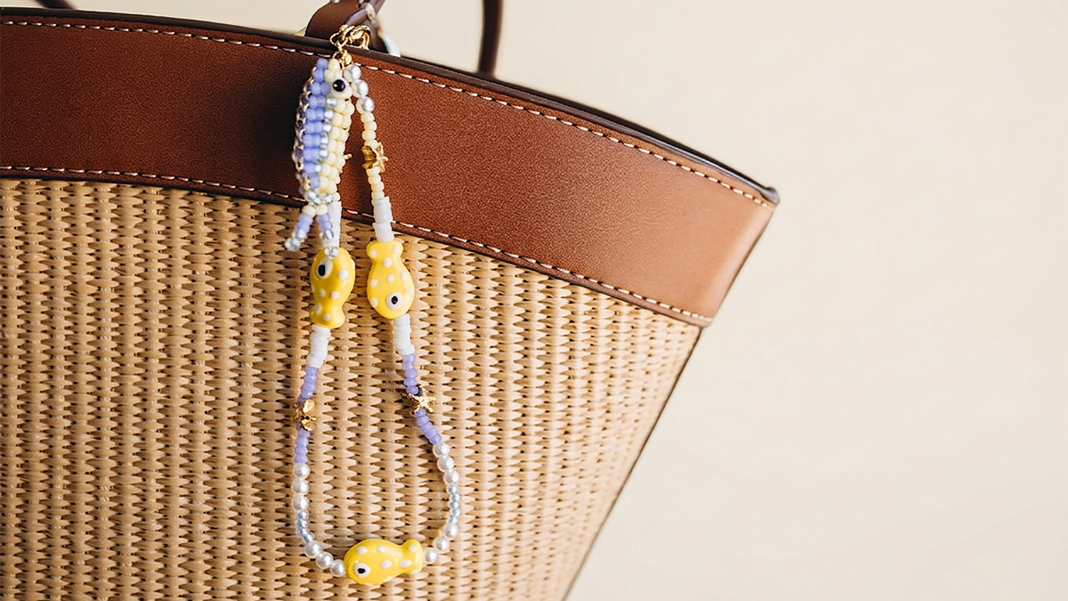 Porte clés poisson en perles de rocailles
