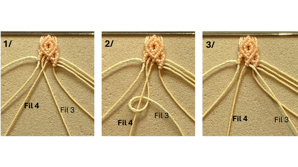 Braccialetto in micro-macramè con ciondoli : Tappa 16 Braccialetto in micro-macramè con ciondoli : Tappa 16