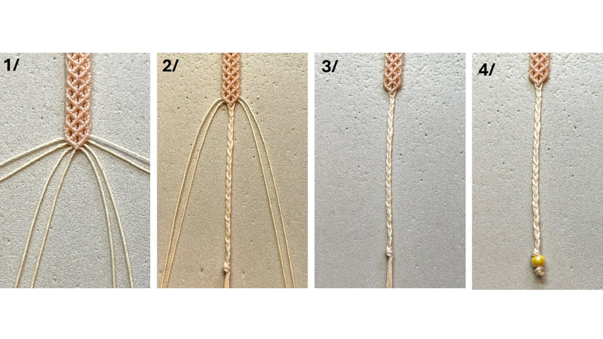 Braccialetto in micro-macramè con ciondoli : Tappa 20 Braccialetto in micro-macramè con ciondoli : Tappa 20