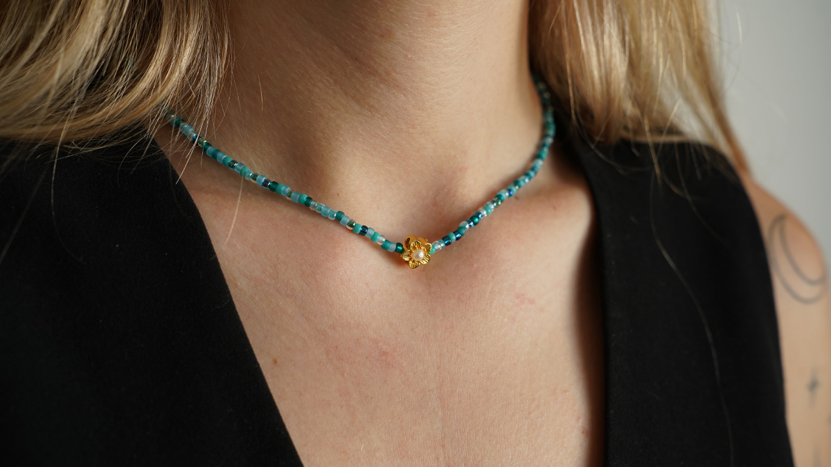 Schema Collana con perline Miyuki turchesi