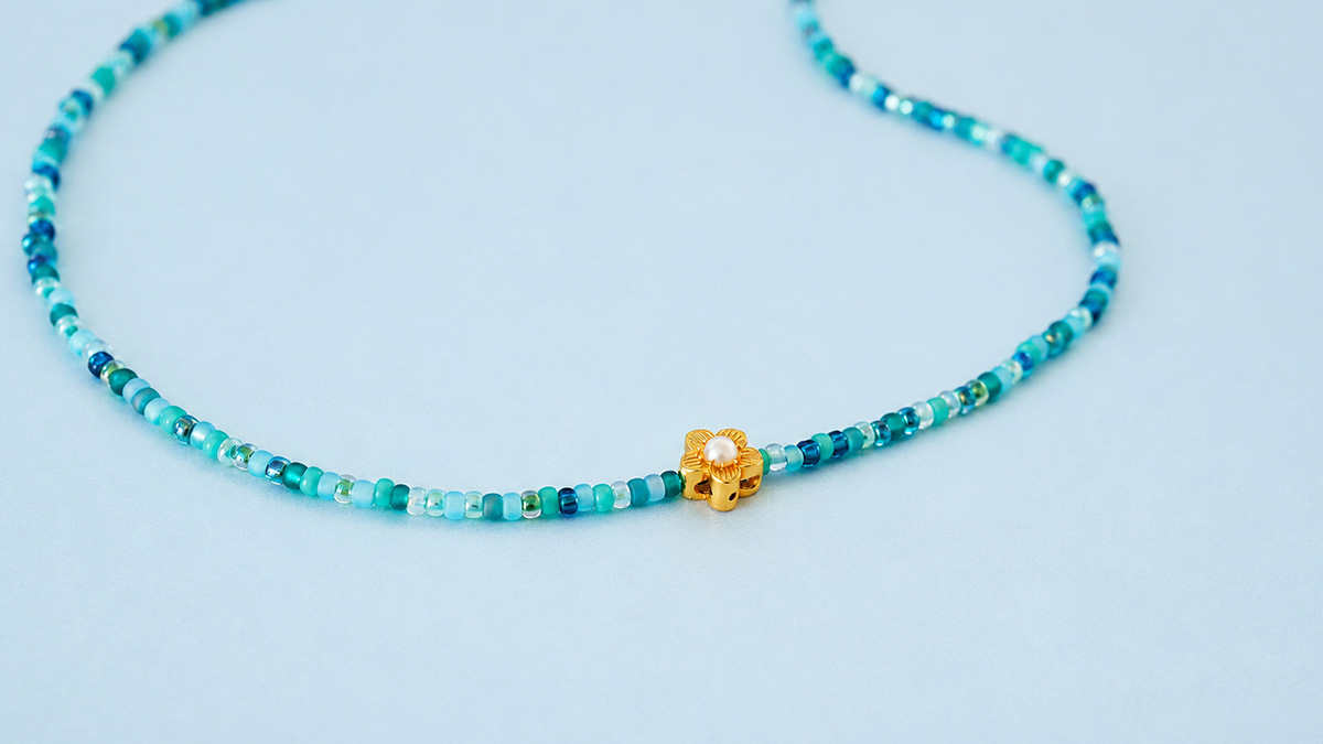 Collana con perline Miyuki turchesi : Tappa 2