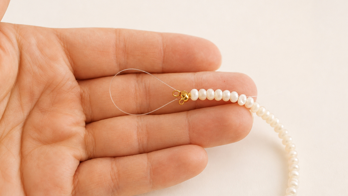 Collana a più fili con pietre semipreziosi e perle di madreperla : Tappa 3 Collana a più fili con pietre semipreziosi e perle di madreperla : Tappa 3