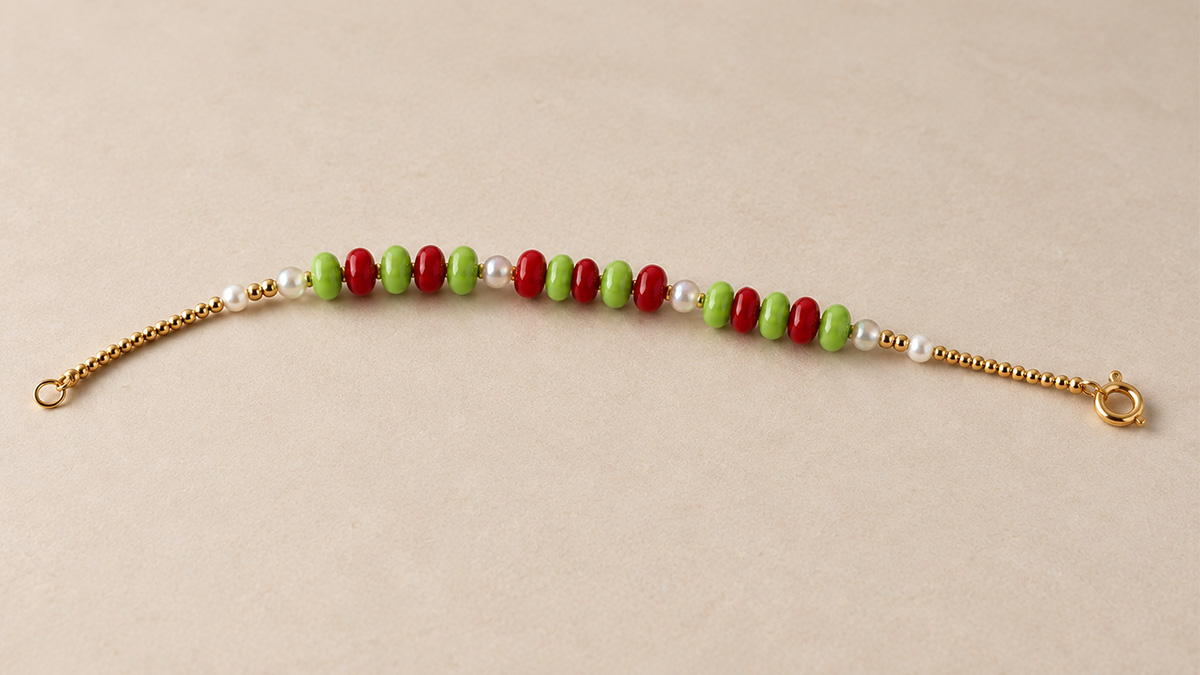 Trio di braccialetti con perle Heishi e perline Miyuki dorate : Tappa 4