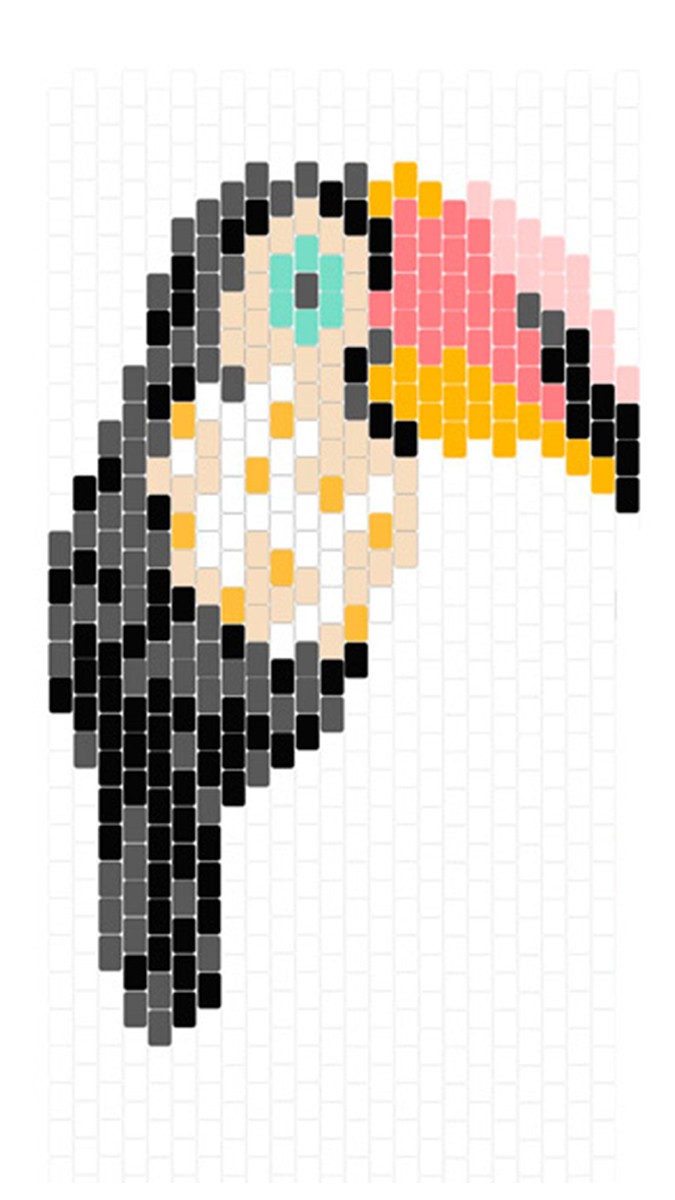 Schema Spilla Toucan in brickstitch da My Little Bazaar