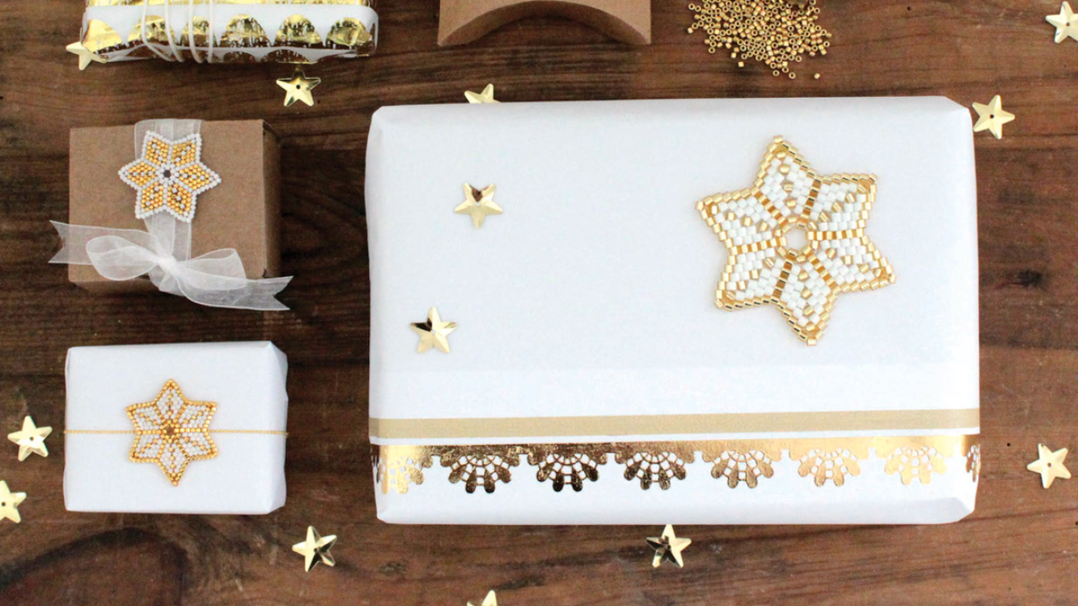 Stella giapponese fai-da-te in perline di miyuki circolari in tessitura di peyote