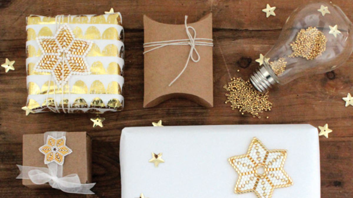 Schema Stella giapponese fai-da-te in perline di miyuki circolari in tessitura di peyote