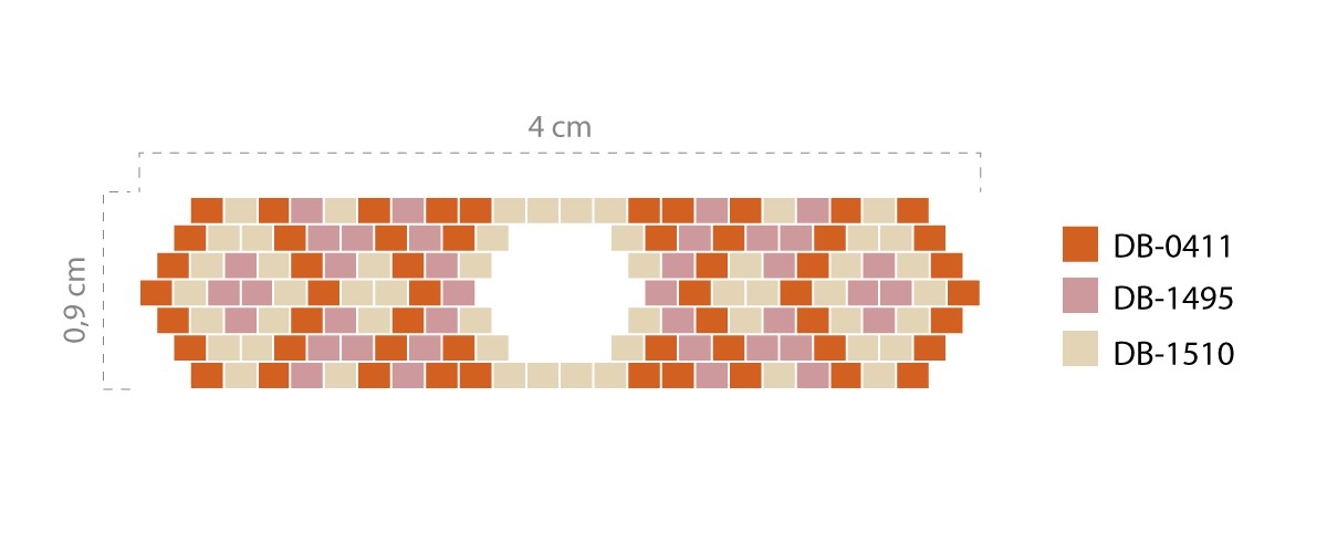 Schema la tessitura del braccialetto di perline Miyuki PureCrystal Spike Brickstitch