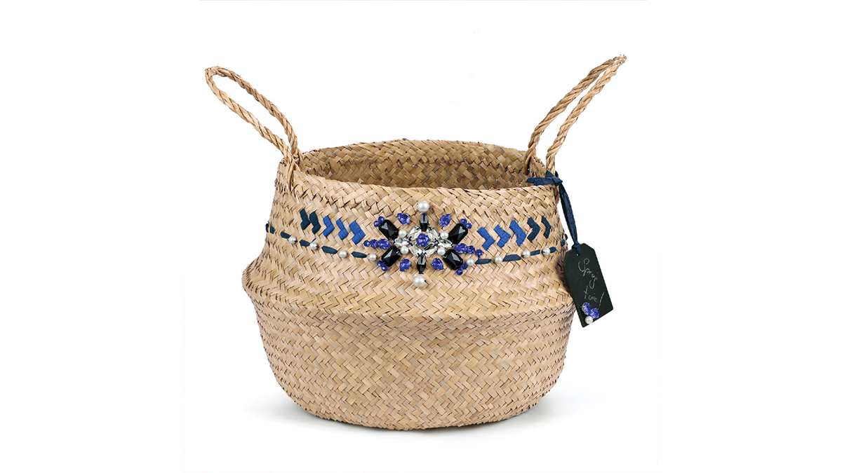 Cestino tailandese fai da te con pietre da cucire e cabochon PureCrystal majestic blue