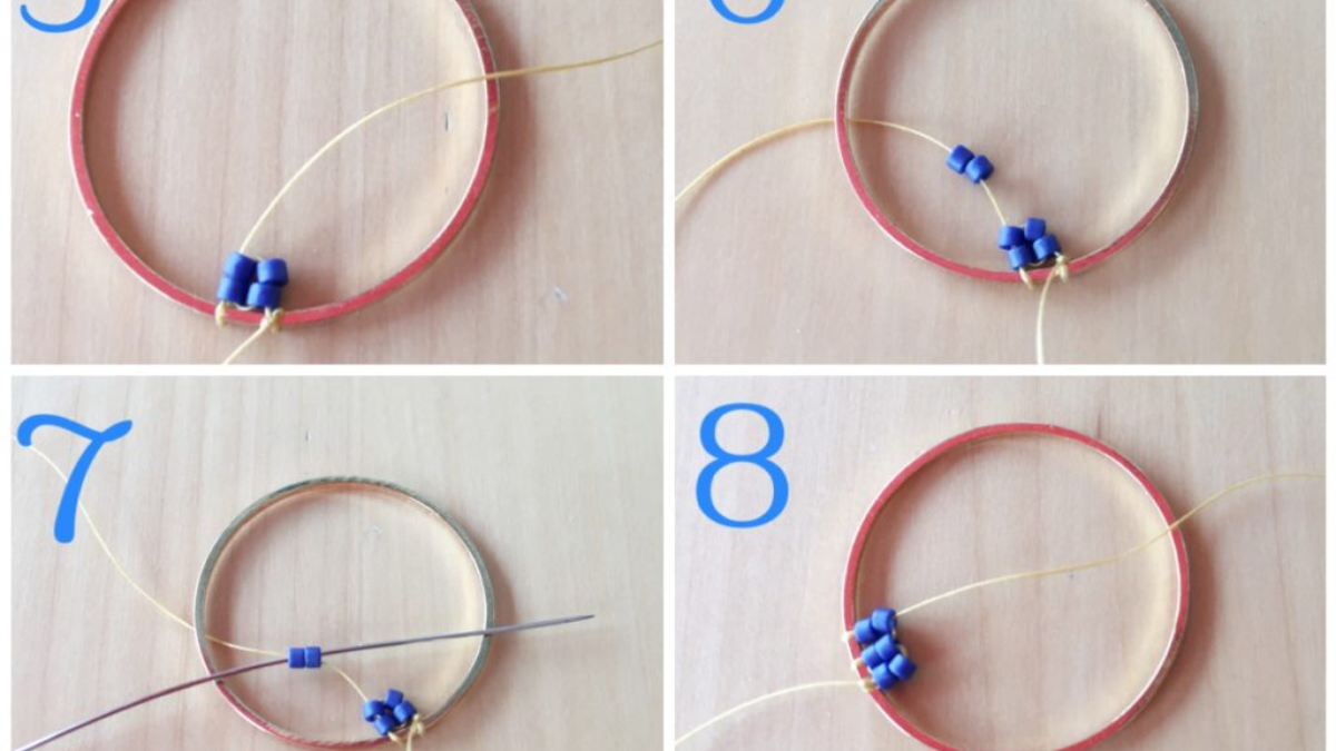 Pendente a forma di mandala con perline Miyuki di Petit bout de chou, a punto mattone. : Tappa 2