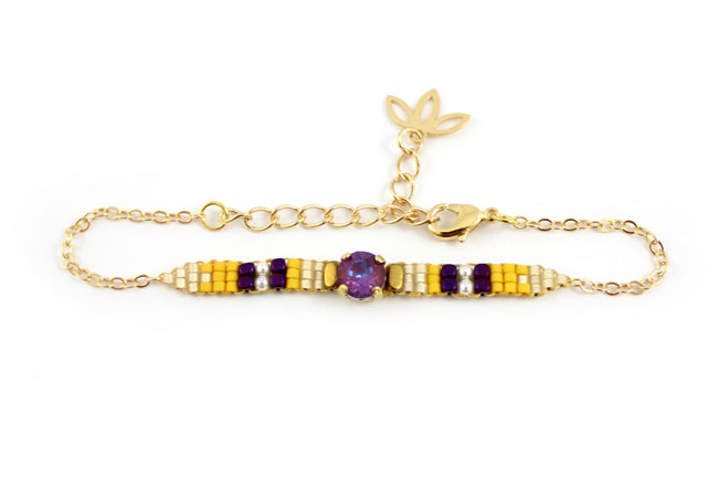 Bracciale intrecciato con punto Square Stitch e cabochon PureCrystal DeLite : Tappa 9