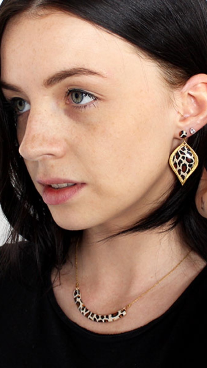 Schema Set di gioielli in fimo con anatra leopardata Schema Set di gioielli in fimo con anatra leopardata