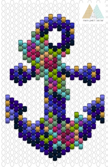 Schema Pendente con ancora marina in perle Miyuki da Mon petit bazar