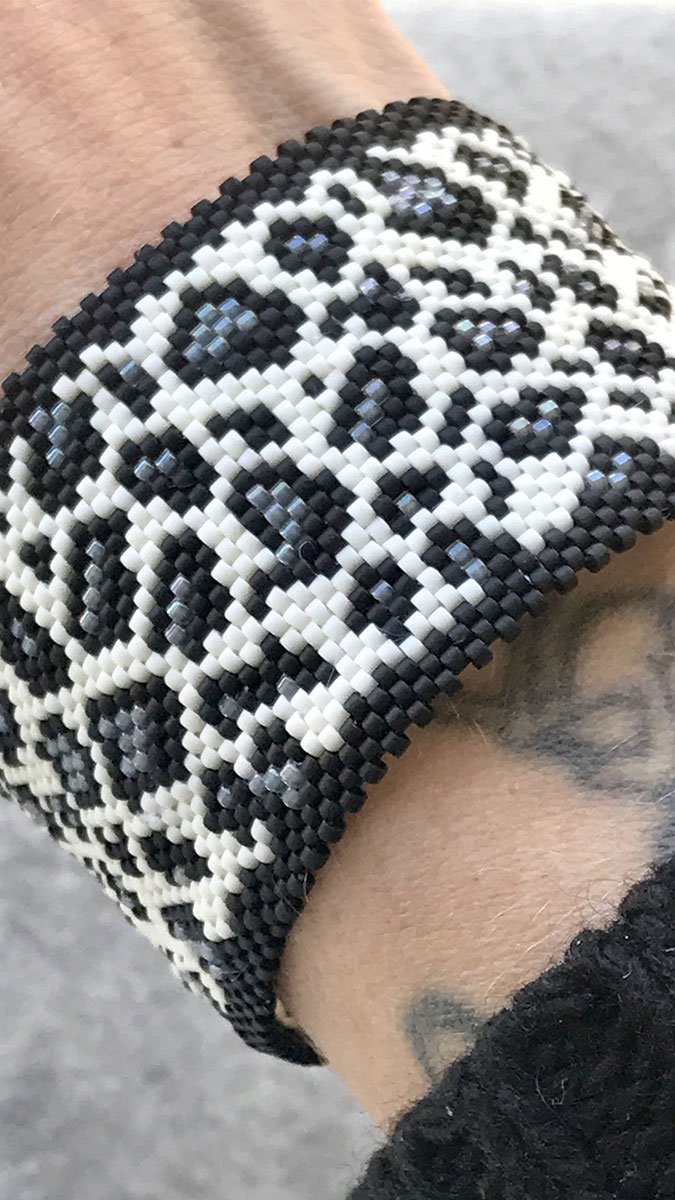Schema Braccialetto di leopardo alla moda con bracciale bangle fai da te in tessitura circolare di peyote con perline Miyuki De Schema Braccialetto di leopardo alla moda con bracciale bangle fai da te in tessitura circolare di peyote con perline Miyuki De