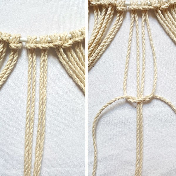 Ghirlanda natalizia in macramè fai da te : Tappa 4