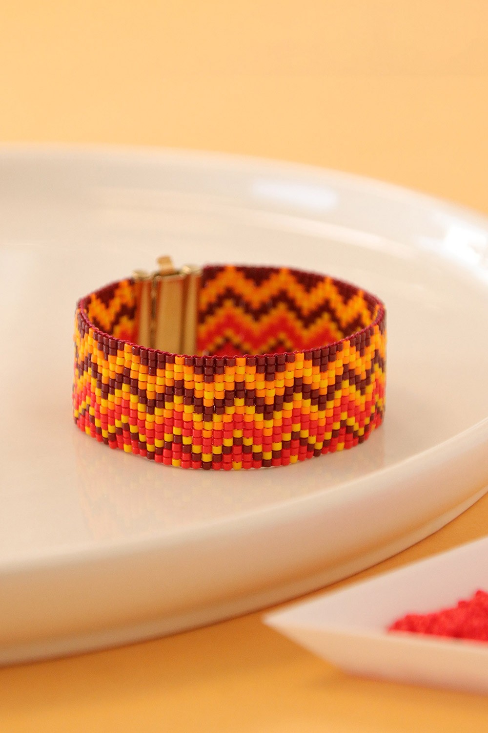 Schema Bracciale a maglie grigie Miyuki nuda e fermaglio perline oro placcato oro