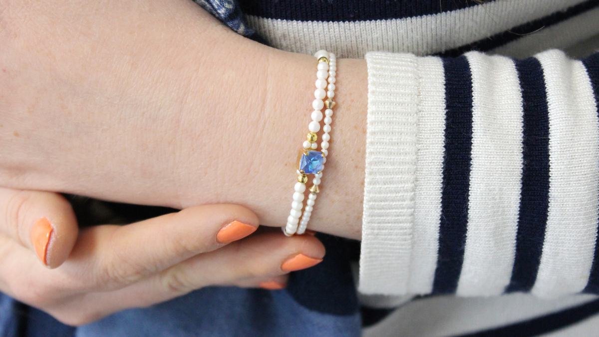 Bracciale elastico quadrato Ocean DeLite Caleidoscopio con perle di PureCrystal Bracciale elastico quadrato Ocean DeLite Caleidoscopio con perle di PureCrystal